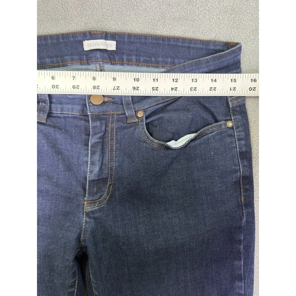 Eileen Fisher Jeans Womens 6 Blue Dark Wash Mid Rise Straight Leg Organic Cotton - Picture 3 of 8